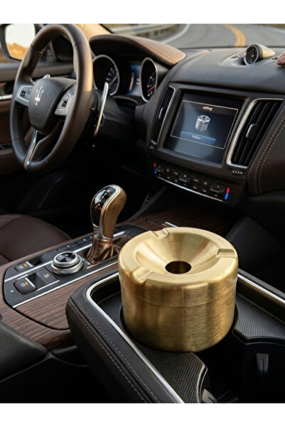 mucit home Car Interior Gold-Covered Odorless Stainless Metal Ashtray – Moder...