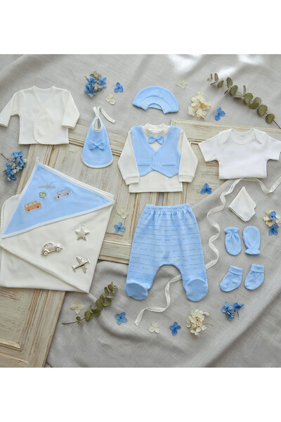 Nexvora Newborn 100% Cotton Traffic Set Hospital Release – Blue