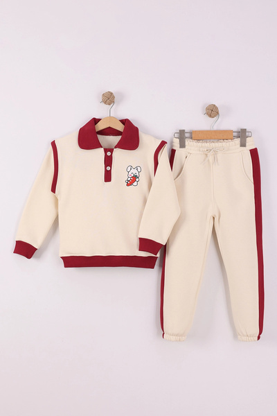 Mixima 4-8 Yaş Kız Çocuk Yarım patlı 3 İplik Şardonlu Kumaş Alt Üst Takım | K...