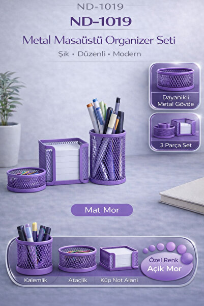 Need Masaüstü Perfore 3`lü Mor Kalemlik Seti ND-1019