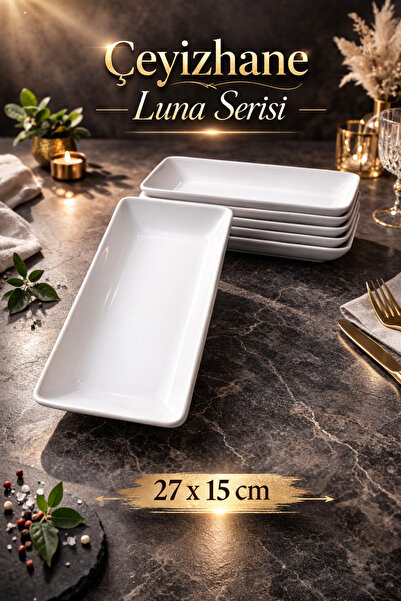 Çeyizhane Luna Serisi Premium Davet & Çeyiz Servis Tabağı – Modern Zarif Sofr...