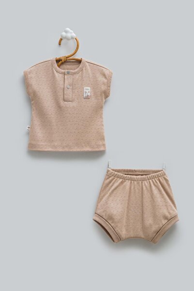 Caramell Hello Boy Half Padded Top and Bottom Set Brown