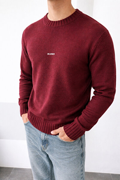 İLKCET MODA Silence Vezena klaret crveni muški standardni džemper