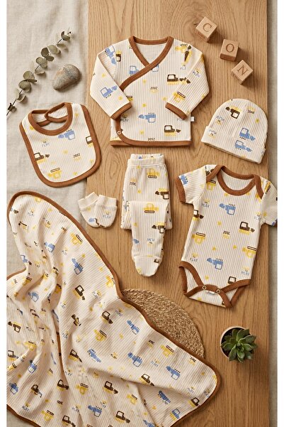 Nexvora طقم ملابس للأطفال الرضع من 7 قطع من دوسر مطبوع - طقم قطني لحديثي الول...