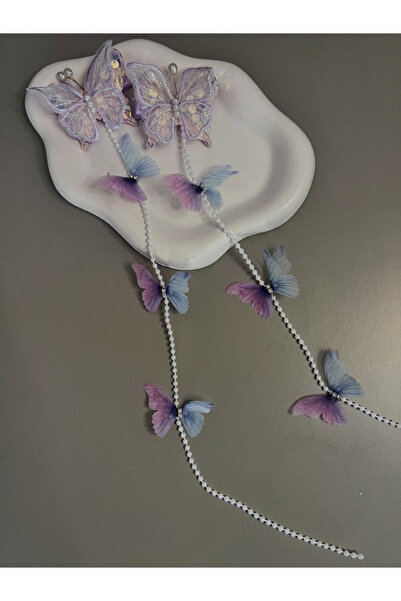 ELAS HOME Cataramă dublă cu fluture suspendat pentru fete