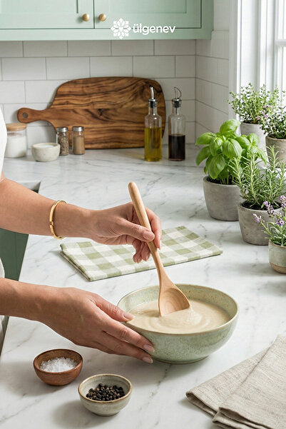 Ülgenev 1 قطعة ملعقة من الخيزران المطلية مقاس 23 سم - مناسبة لتحضير الطعام وا...