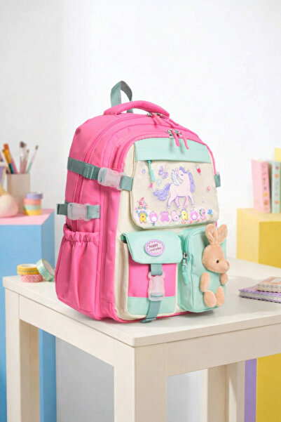 Roxbros Kore Tarzı Unicorn Figürlü Çok Bölmeli Ilkokul Sırt Çantası, Kız Çocu...