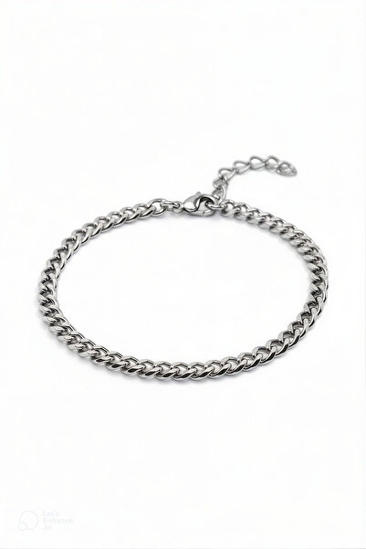 HERİF Aksesuar Erkek İnce Klasik Retro Örgü Zincir Çelik Bileklik– 4mm. Ayarl...