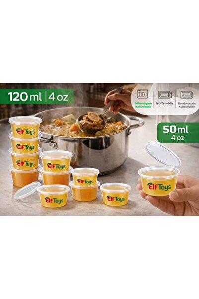 ELF TOYS وعاء للصلصة مانع للتسرب، 50 قطعة، سعة 120 مل، حاوية تخزين صغيرة للمر...