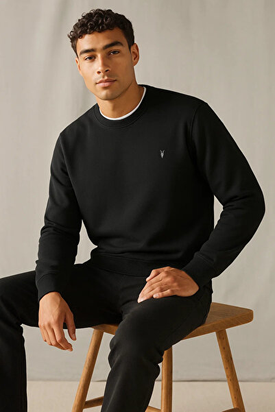 COMBİNE MİCHAİL Pulover negru de iarnă pentru bărbați, gros, de bază, lejer