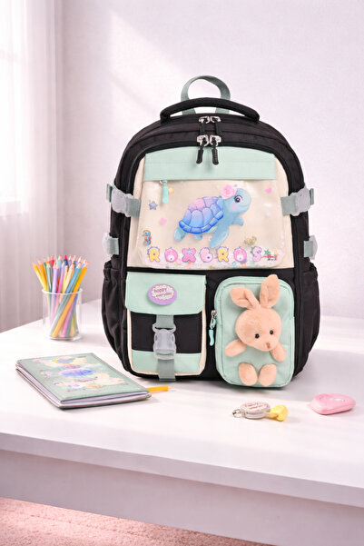 Roxbros Geantă de școală pentru fete cu mai multe compartimente cu model de b...