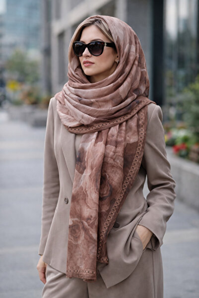 KRAFTELLA Desenli Bambu Kırınkıl Şal- Batik Desen Bambu Eşarp Şal-Terra Soft ...