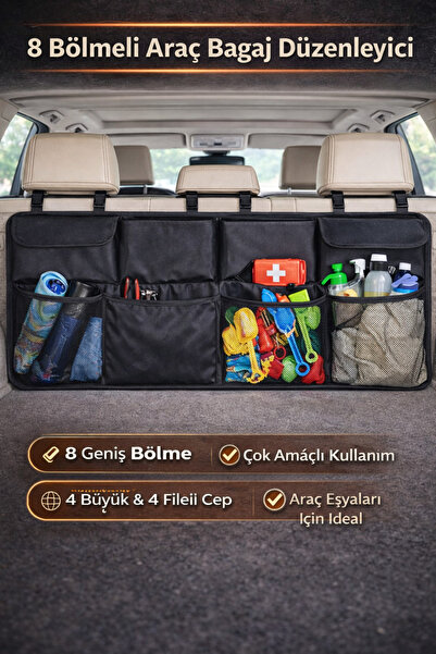 Ankanorm Premium 8 Bölmeli Araç Bagaj Organizer – Su Geçirmez, Katlanabilir, Çok Amaçlı Oto Bagaj Düzenleyici