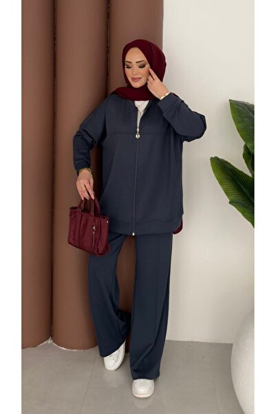 Tarzımızbir بدلة رياضية طويلة من قماش المودال بسحاب للنساء المحجبات