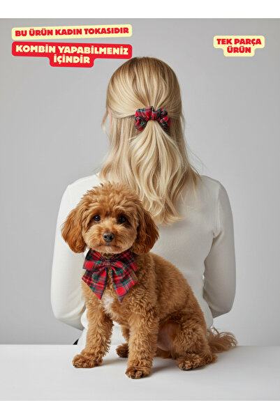 Patiset Kırmızı Ekose Kadın Saç Tokası – İskoç Kumaş Anne/Patili Kombin İçin