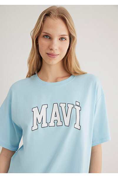 Mavi Logo Baskılı Tişört Oversize / Geniş Kesim 1600843-70806