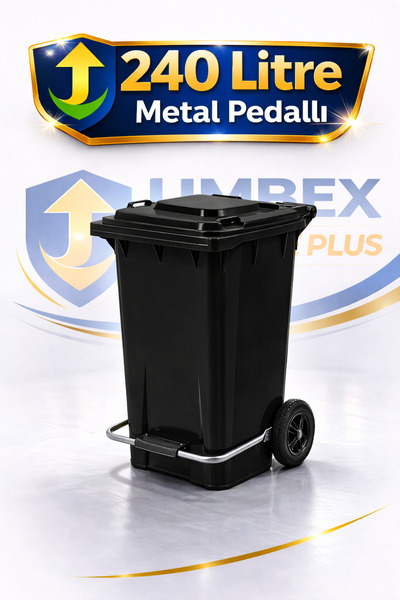 UMBEX PLUS Plastik Metal Pedallı Çöp Konteyneri 240 Litre Konteyner - Isıya D...