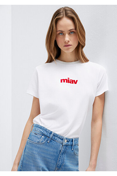 Mavi Κόκκινο Miav εμπριμέ λευκό T-shirt κανονική εφαρμογή / κανονική κοπή 161...