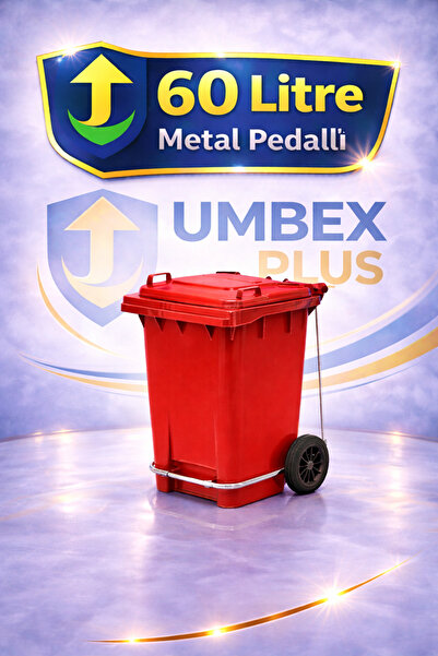 UMBEX PLUS Metal Pedallı Çöp Konteyneri 60 Litre Konteyner ve 20 Adet Çöp Poş...