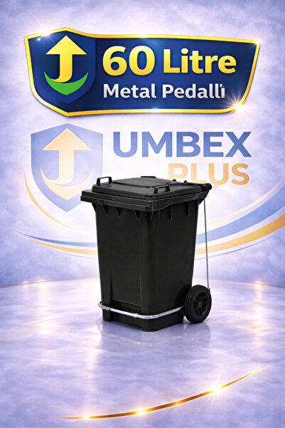 UMBEX PLUS Metal Pedallı Çöp Konteyneri 60 Litre Konteyner ve 20 Adet Çöp Poş...