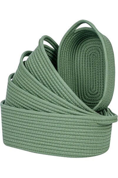 Arabest مجموعة سلال تخزين صغيرة من حبال قطن ( 5 قطع)، سلال رفوف بمقابض، صنادي...