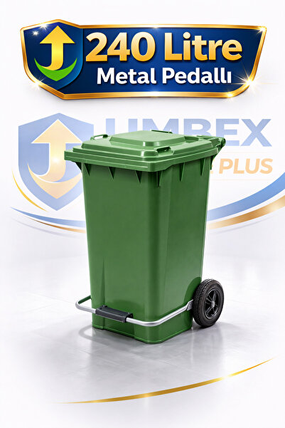 UMBEX PLUS Plastik Metal Pedallı Çöp Konteyneri 240 Litre Konteyner - Isıya D...