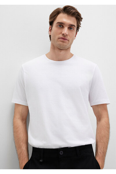 Mavi Beyaz Basic Tişört Slim Fit / Dar Kesim 065574-620