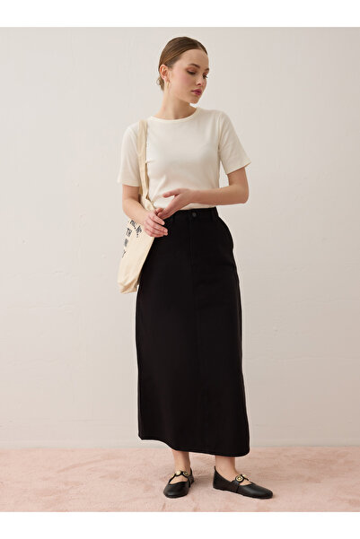 Benin Klasična Sa detaljem džepa Denim suknja - crna -