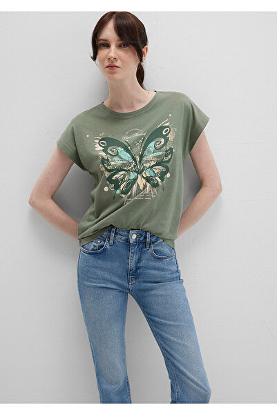 Mavi Butterfly Printed Green T-Shirt Regular Fit / Regular Cut 1613461-71841