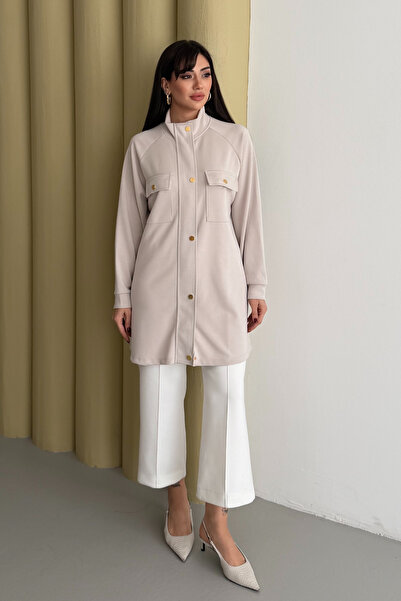 Balenbi Sudija kragna sa kopčama Sa detaljem džepa Modal Hidžab tunika 1191 -...