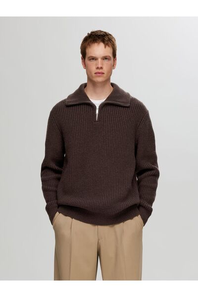 Selected Homme Half-zip Pullover Wollgemisch Strick