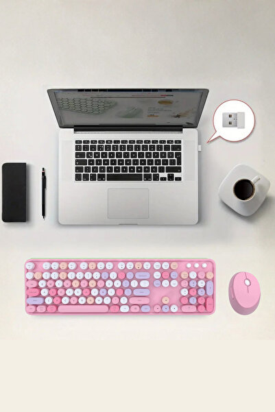 ForWhat Bilgisayar için Sevimli Pembe Combo Klavye Mouse Seti