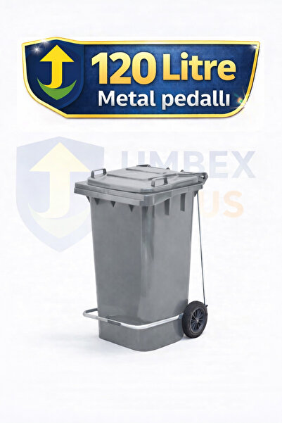 UMBEX PLUS Plastik Metal Pedallı Çöp Konteyneri 120 Litre Konteyner - Isıya D...