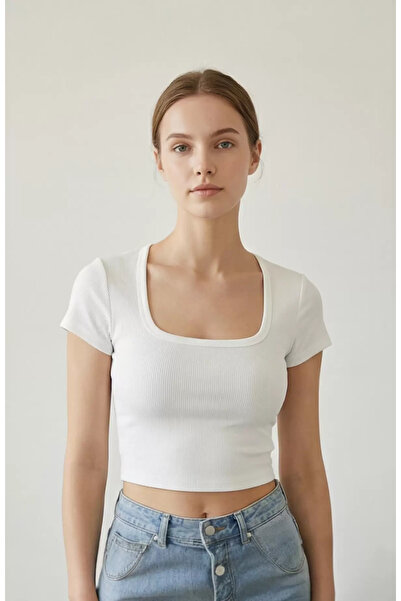 R ROCKBLACK Bluză albă pentru femei, cu jumătate de mânecă și guler drept, cr...