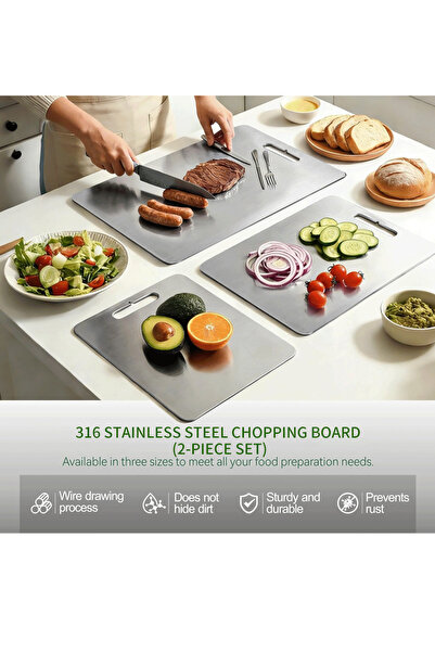 Perotti - Sefa لوح تقطيع من الفولاذ المقاوم للصدأ 316 (طقم من قطعتين) لوح تقط...