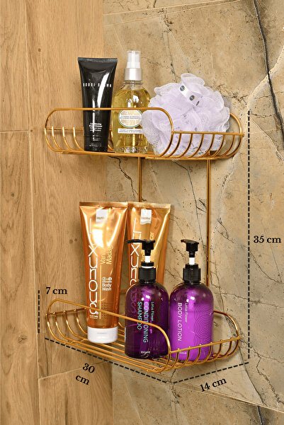 Edora Home حامل صابون ذهبي بيضاوي الشكل ذو طبقتين / حامل شامبو / إكسسوارات ال...