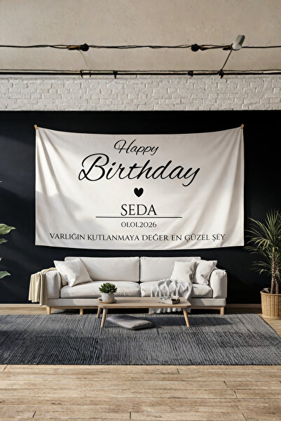 FavoriKitap Kişiye Özel Doğum Günü Duvar Örtüsü Happy Birthday Arka Fon Pankart