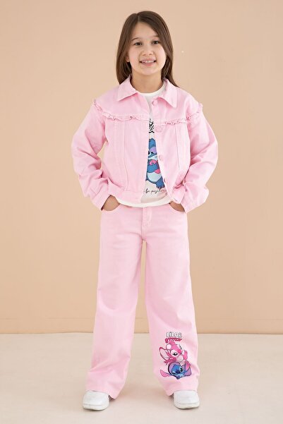 Cansın Mini Svetlo roze slatki set za devojčice sa jaknom i pantalonama 23588