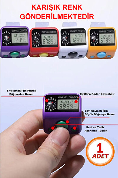 Bundeba Yüzük Zikirmatik Hediyelik Pusulalı Dijital Parmak Sayaç Sayaçmatik T...