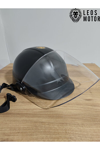 Leos -JOKEY KASK-CAMLI MODEL-SİYAH RENK-YERLİ ÜRETİM-