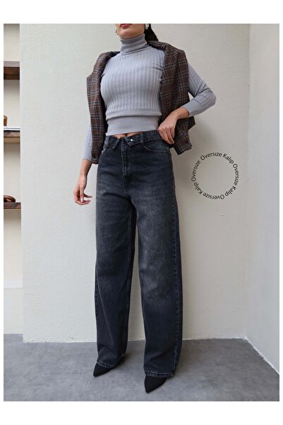 ESRAHELVACI Blugi cu picioare largi cu pliuri în talie