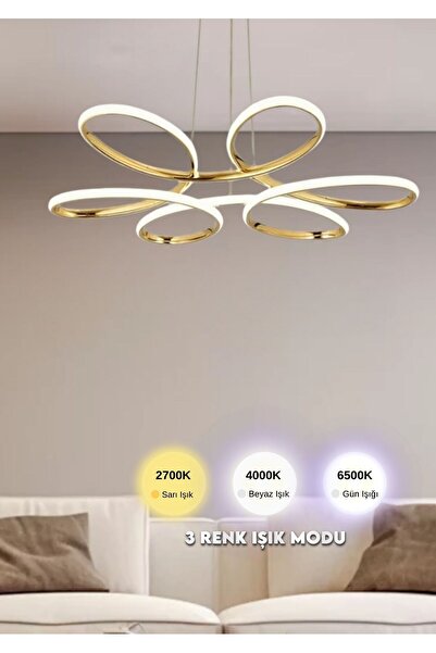 RONİSU AYDINLATMA Goldia Sarkıt Led Avize - 3 Farklı Renk Seçenekli Şık Sarkı...
