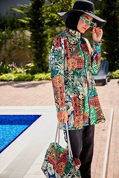 Riva Mera Шарен напълно покрит бански костюм с хиджаб R2301