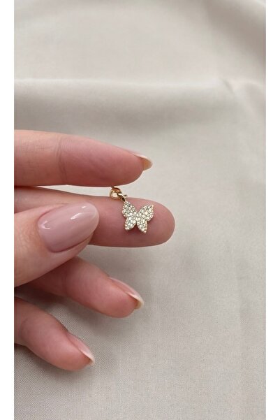 FIORA AKSESUAR Butterfly Figure Zircon Stone Steel Necklace or Bracelet End C...