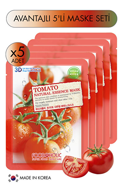 FOODAHOLIC Tazeleyici Ve Tonlayıcı Domates Özlü Nemlendirici 3d Yaprak Maske