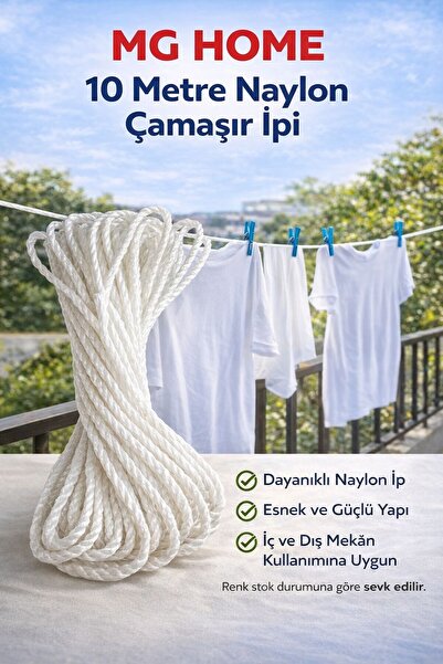 VENON 1 ADET 👕10 METRE 👕 Naylon Çamaşır İpi Çok Amaçlı İp Çamaşır Kurutma İ...