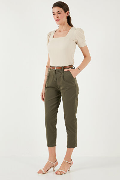 Lela Pantalone sa visokim strukom, sa remenom, od rastegljivog pamuka, kratke...