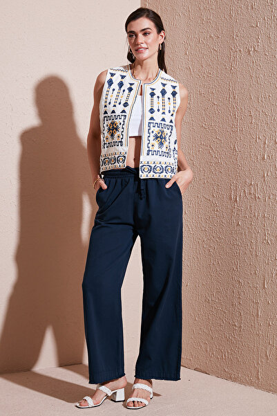 Lela Pantaloni largi din bumbac cu talie înaltă și buzunare - 668yp4