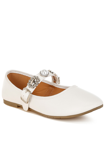 london Rag Women's Charms Embellished Flat Mary Janes In White