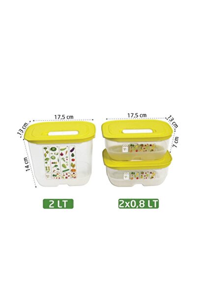VİP AHMET Sebze, Meyve ve Yeşillik Saklama Kabı 2*0.8 Lt+2 Lt Hava Kanallı Bu...